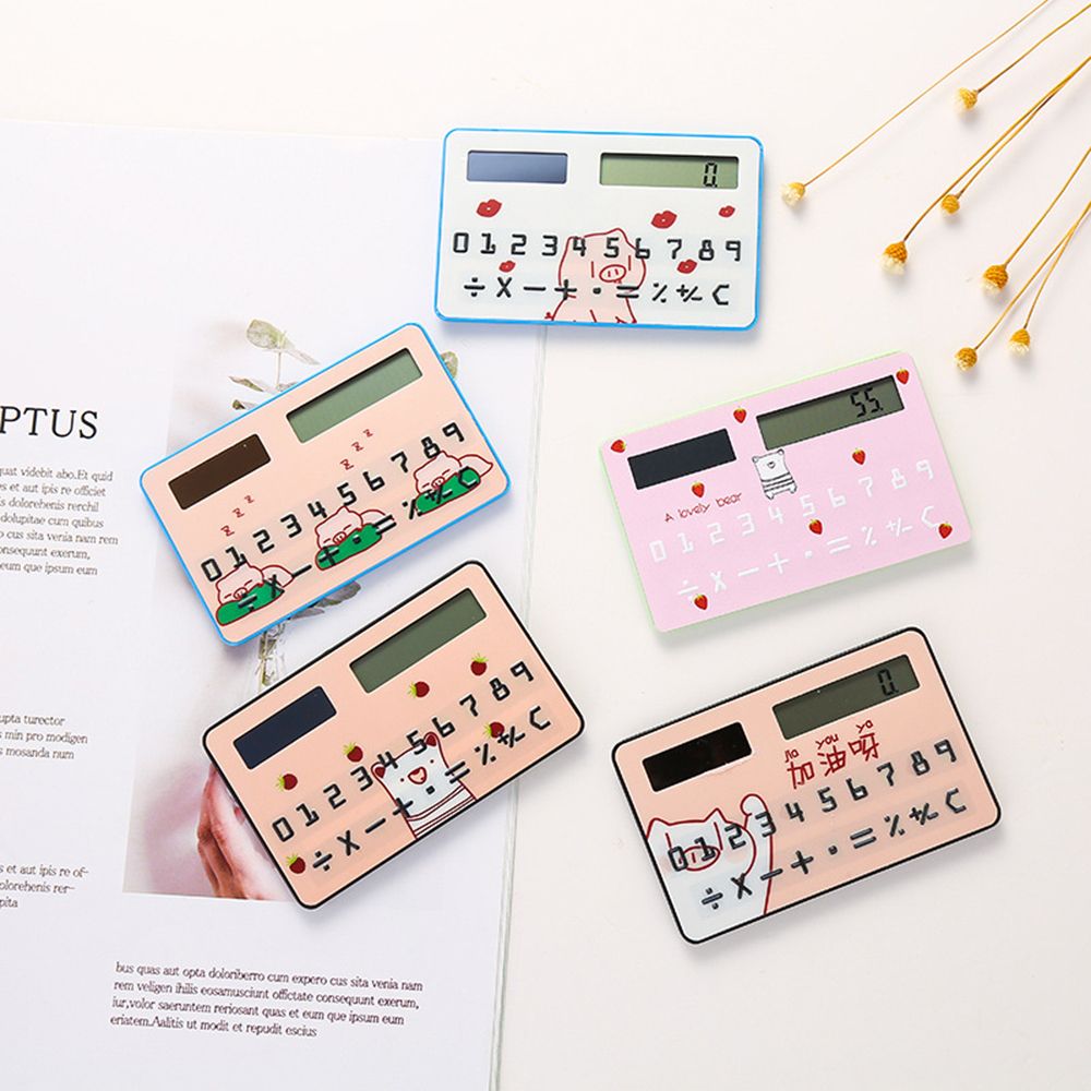 Mini Card Size Calculator Ultra-thin Cute Cartoon Solar