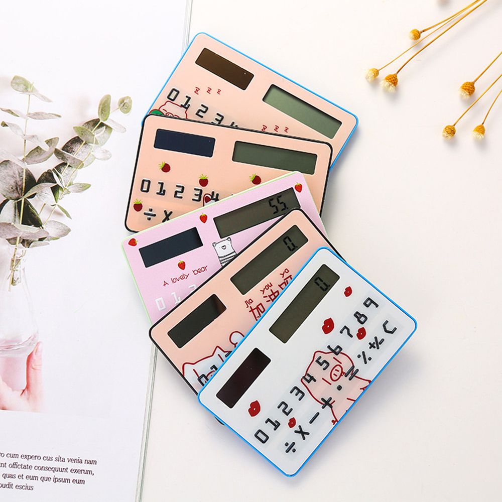 Mini Card Size Calculator Ultra-thin Cute Cartoon Solar