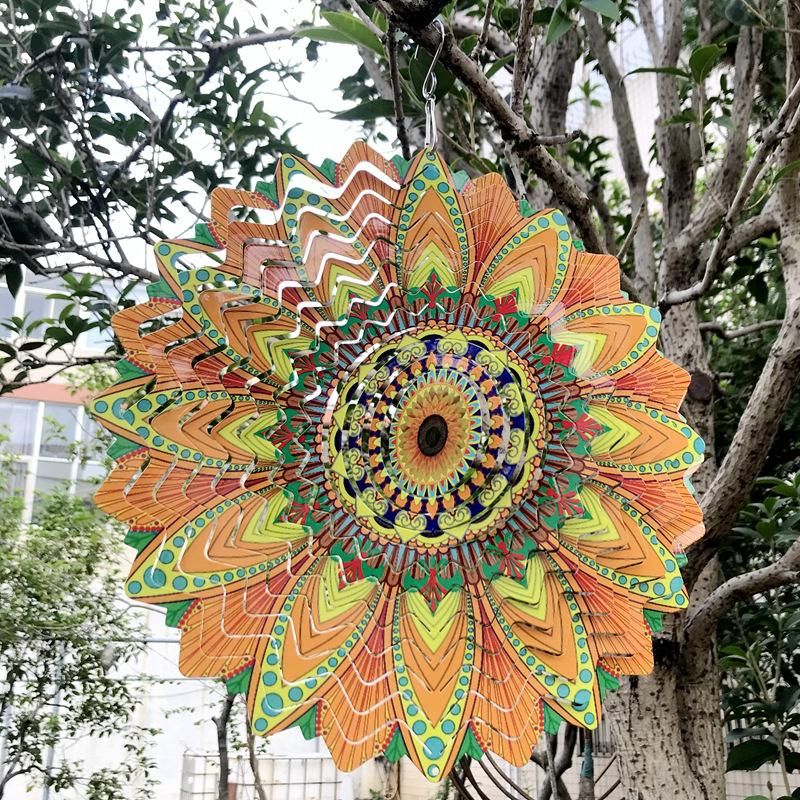 3D Rotating Beating Wind Spinner Chimes Garden Outdoor