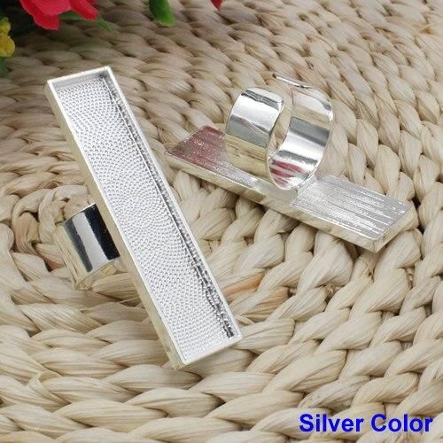 Onebeading Fit 10x50mm Rectangle Cabochons Ring Metal Base Copper Rings Blank Setting Bezel Tray For DIY Ring Kaing 5pcs K02548