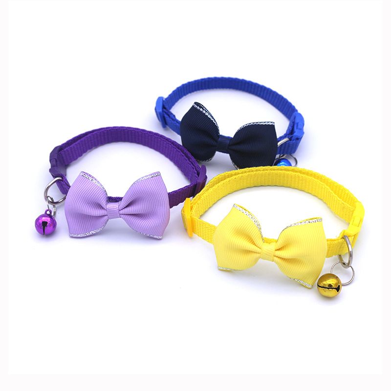 8pcs Pet Collars New Pet Bow Bell Collars