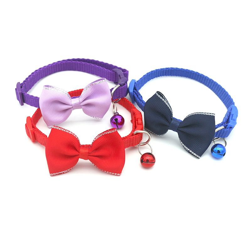 8pcs Pet Collars New Pet Bow Bell Collars