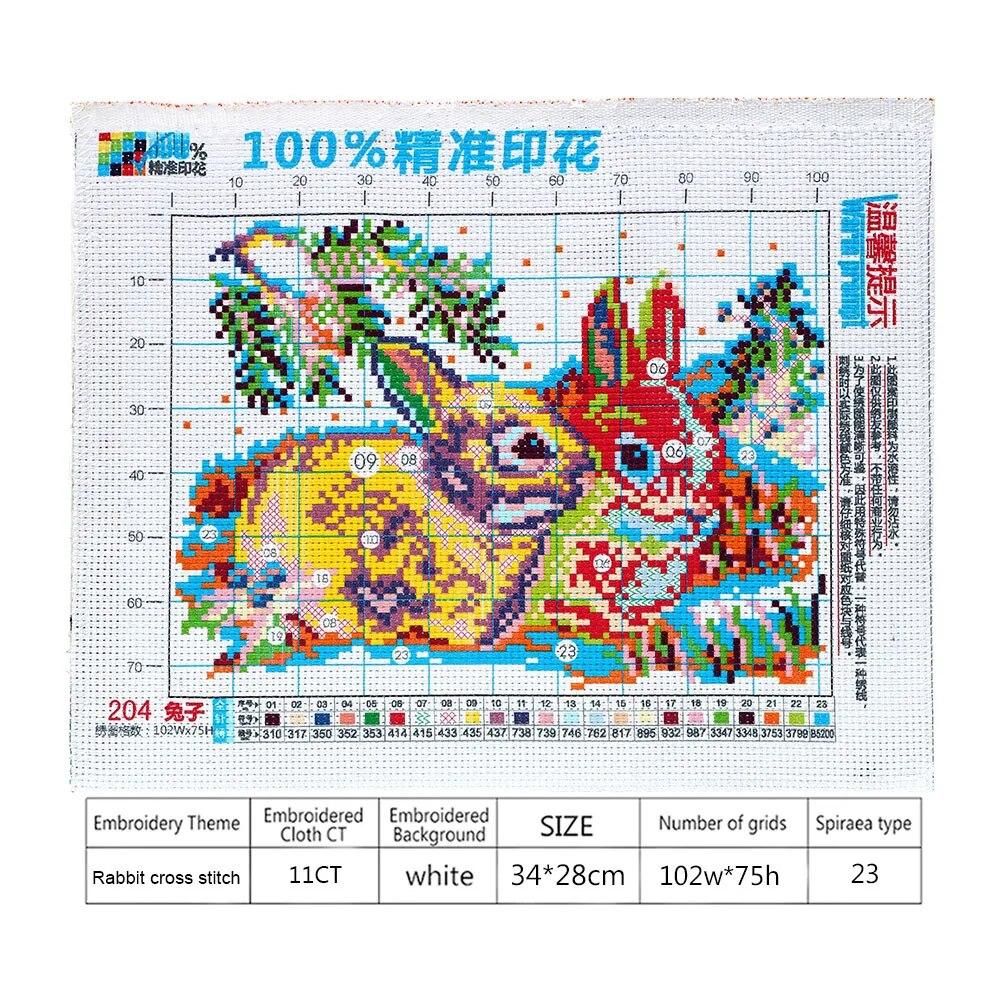 Cross Stitch Needlework Sets Rabbit Pattern Crafts Embroidery kits 11CT Print Cloth DIY