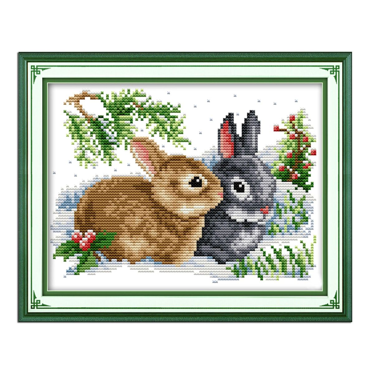 Cross Stitch Needlework Sets Rabbit Pattern Crafts Embroidery kits 11CT Print Cloth DIY