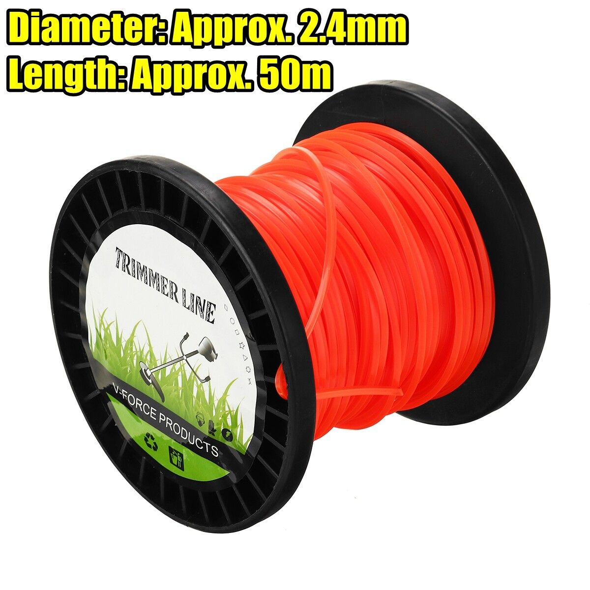 50M/100M/261M Heavy Duty Nylon Square Trimmer Strimmer Line 2.4MM Brushcutter Cord Rope