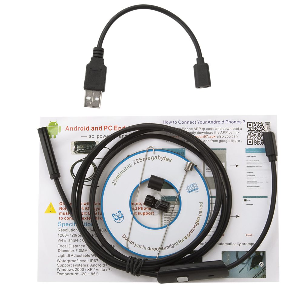 USB 5.5MM Lens 1M/1.5M/2M/3.5M/5M Soft Cable Android Endoscope Camera Led Light Borescopes Mini Camera For PC Android Phone-5.5mm Lens