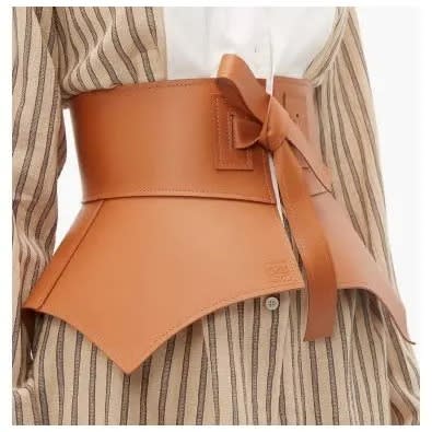 Wide Leather Underburst Corset Belt - Brown