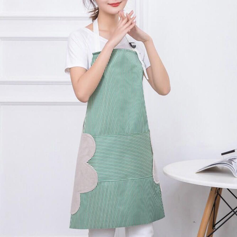 Kitchen Apron Stripes Print Sleevless Large Pocket Waterproof Adjustable Strap Chef Cooking Bib Home Garden Restaurant Gift