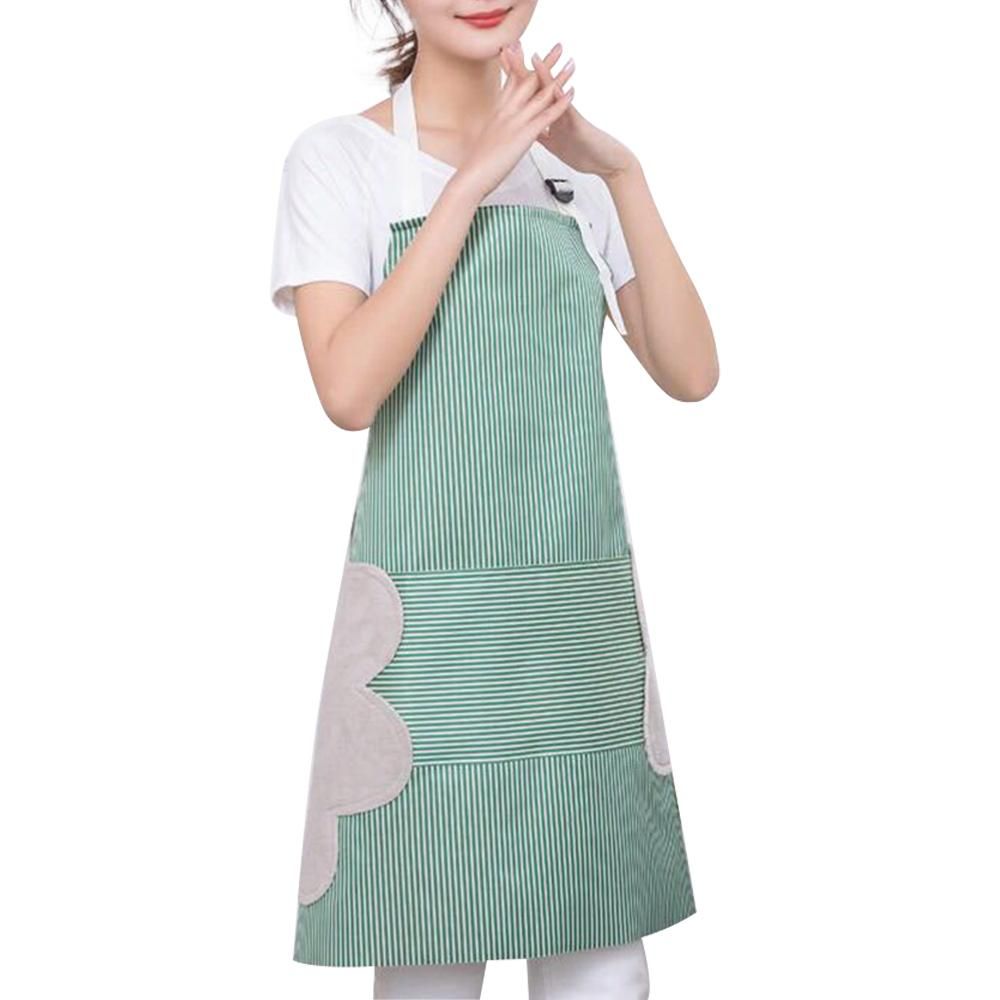 Kitchen Apron Stripes Print Sleevless Large Pocket Waterproof Adjustable Strap Chef Cooking Bib Home Garden Restaurant Gift