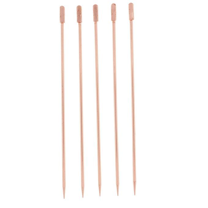 5pcs Cocktail Food Fruit Fork Picks Stick Drink Decor Square-Rose Gold