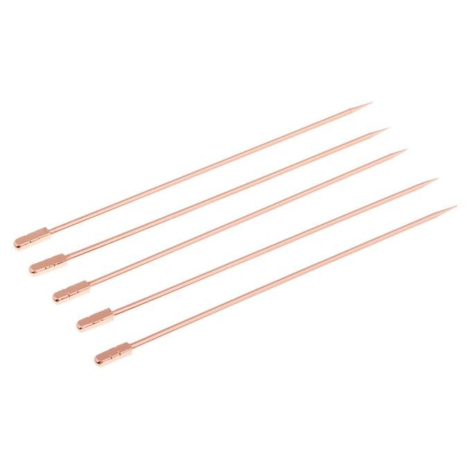 5pcs Cocktail Food Fruit Fork Picks Stick Drink Decor Square-Rose Gold