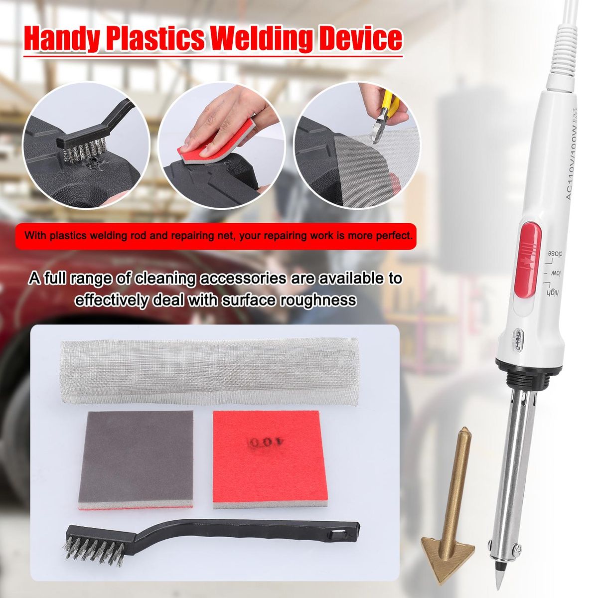 Handy Plastics Welding Device Garage Tools ABS PVC PE Repairing Machine Car Bumpers Repairing Tool Plastics Smoothing Tool