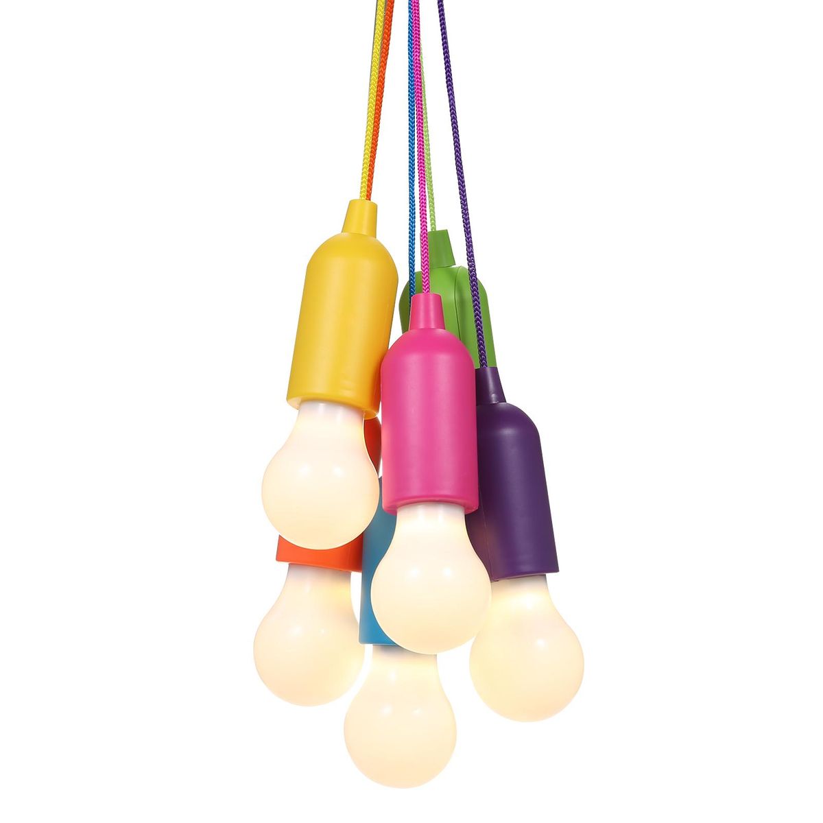 6 PCS 4.5V 0.5W LEDs Bulbs Pull-Rope Switch 3 * AAA Cell Powered Operated Hanging Design for Bedroom Living Room Restaurant Dining Hall Home Party Decoration Decro