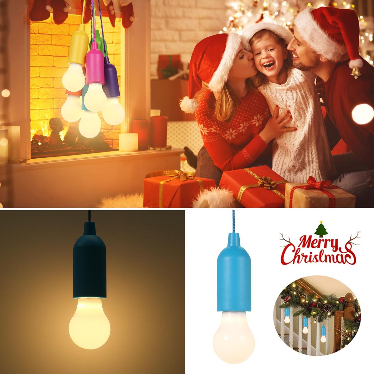6 PCS 4.5V 0.5W LEDs Bulbs Pull-Rope Switch 3 * AAA Cell Powered Operated Hanging Design for Bedroom Living Room Restaurant Dining Hall Home Party Decoration Decro