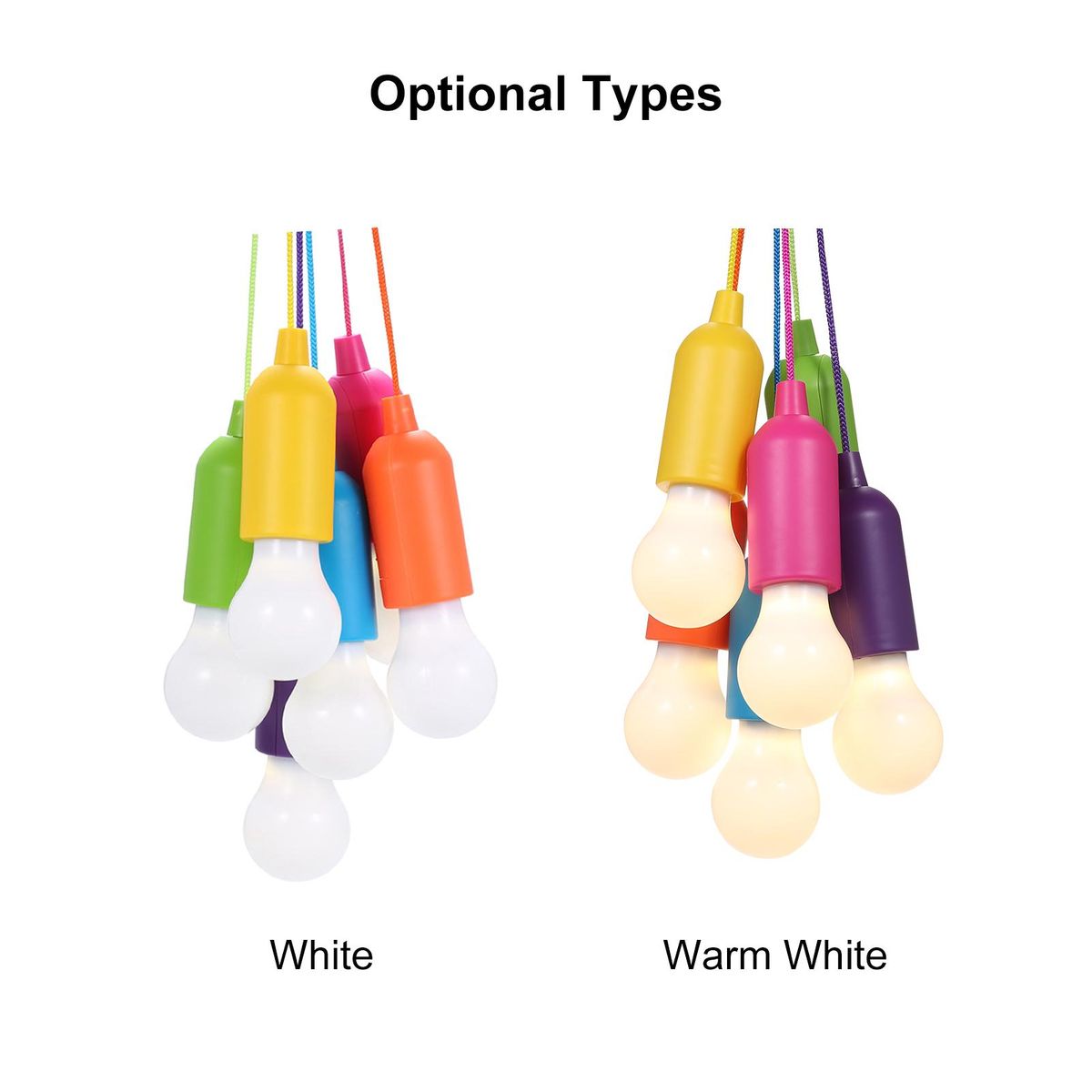 6 PCS 4.5V 0.5W LEDs Bulbs Pull-Rope Switch 3 * AAA Cell Powered Operated Hanging Design for Bedroom Living Room Restaurant Dining Hall Home Party Decoration Decro