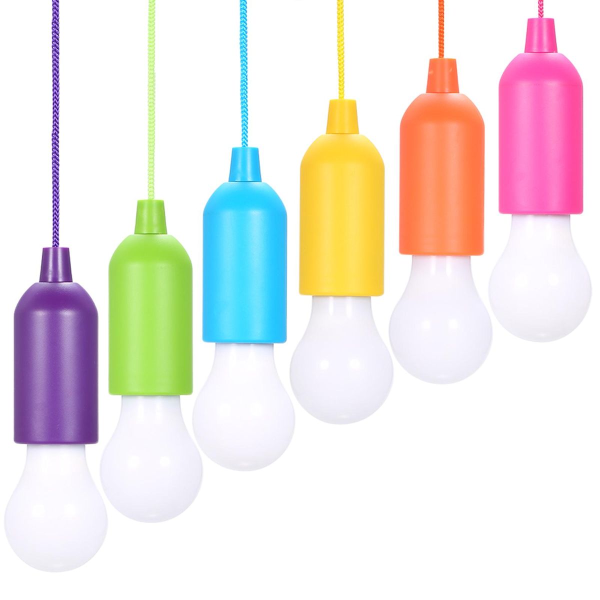 6 PCS 4.5V 0.5W LEDs Bulbs Pull-Rope Switch 3 * AAA Cell Powered Operated Hanging Design for Bedroom Living Room Restaurant Dining Hall Home Party Decoration Decro