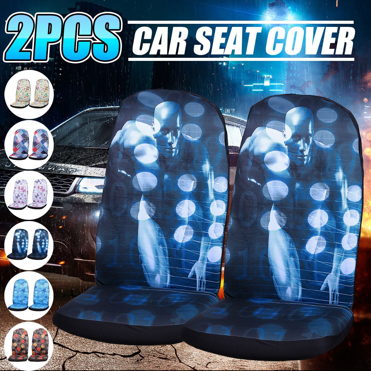 Universal Fit Car Seat Cover Set Of 2 For Galaxy Printed Fabric Front Seat Cover YH1013