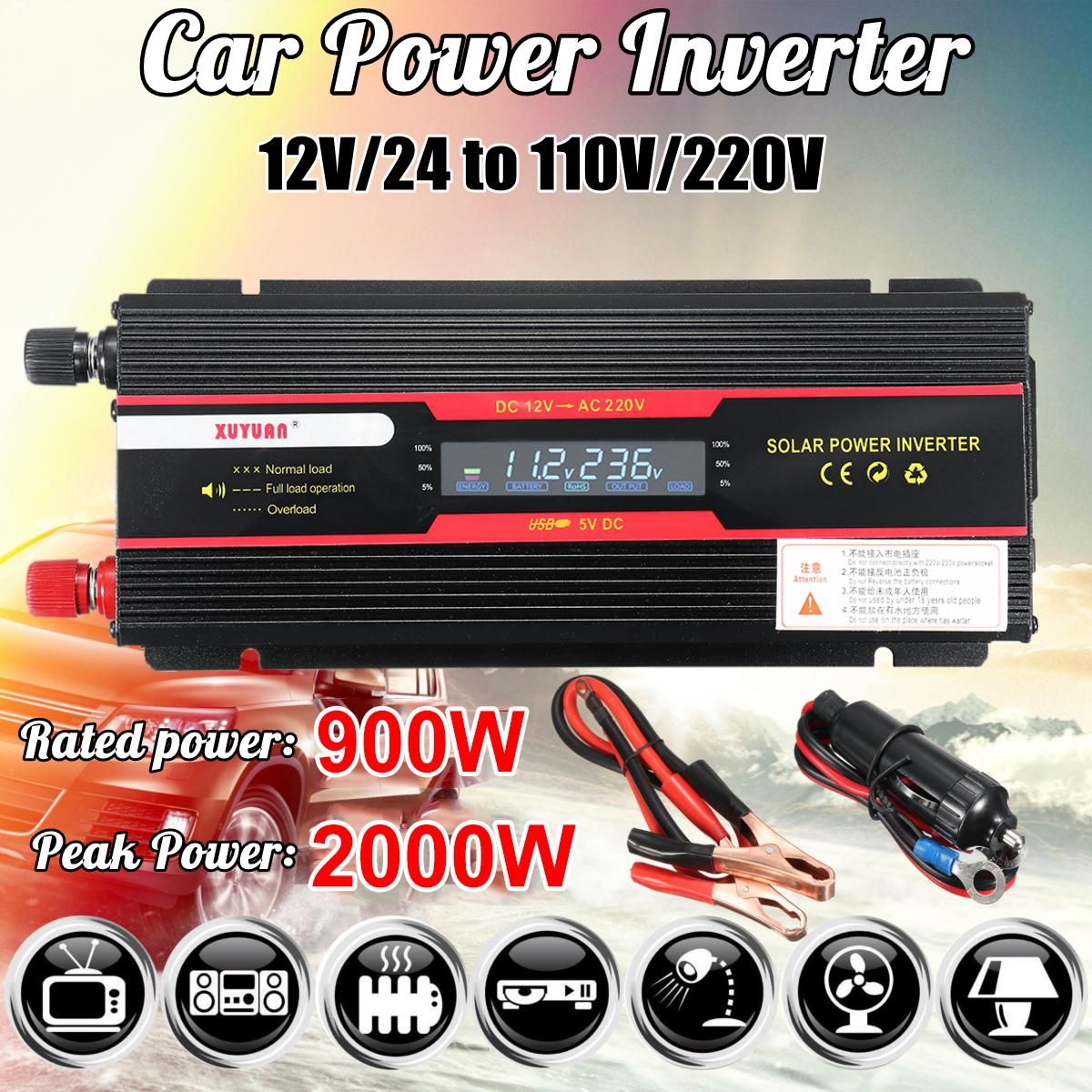 AU 6000W 24V-220V PEAK CAR SOLAR POWER INVERTER LCD  12V TO AC 220V~240V SINE WAVE-24v-220v Universal Plug