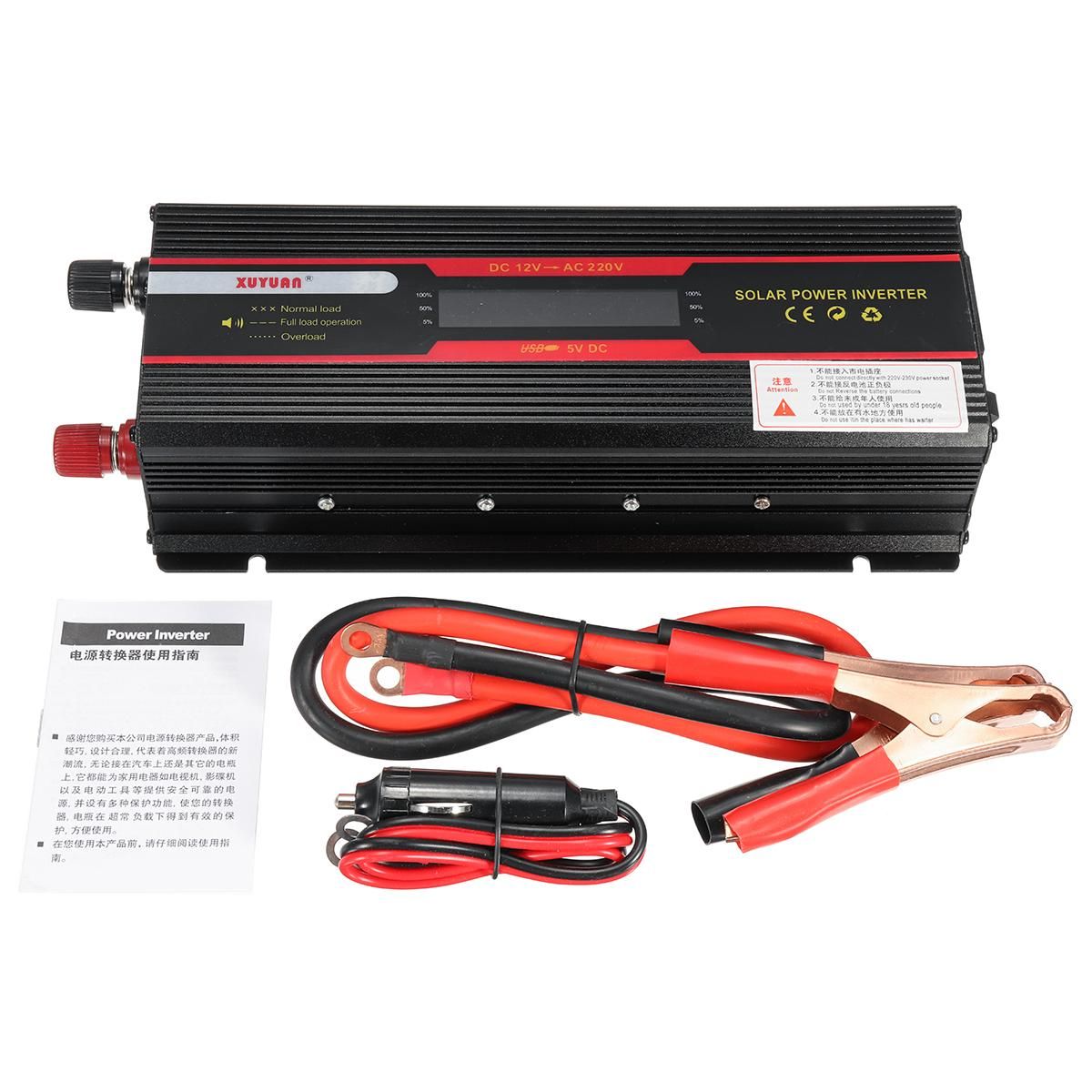 AU 6000W 24V-220V PEAK CAR SOLAR POWER INVERTER LCD  12V TO AC 220V~240V SINE WAVE-24v-220v Universal Plug