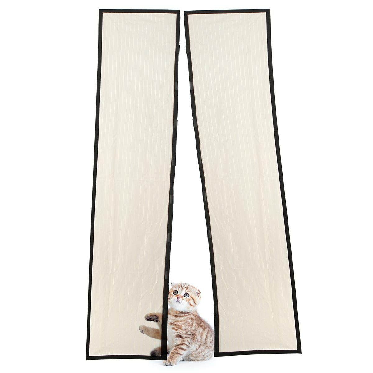 1.9x1m Magic Magnets Mesh Net Hands Free Anti Mosquito Screen Bug Door Curtain Beige