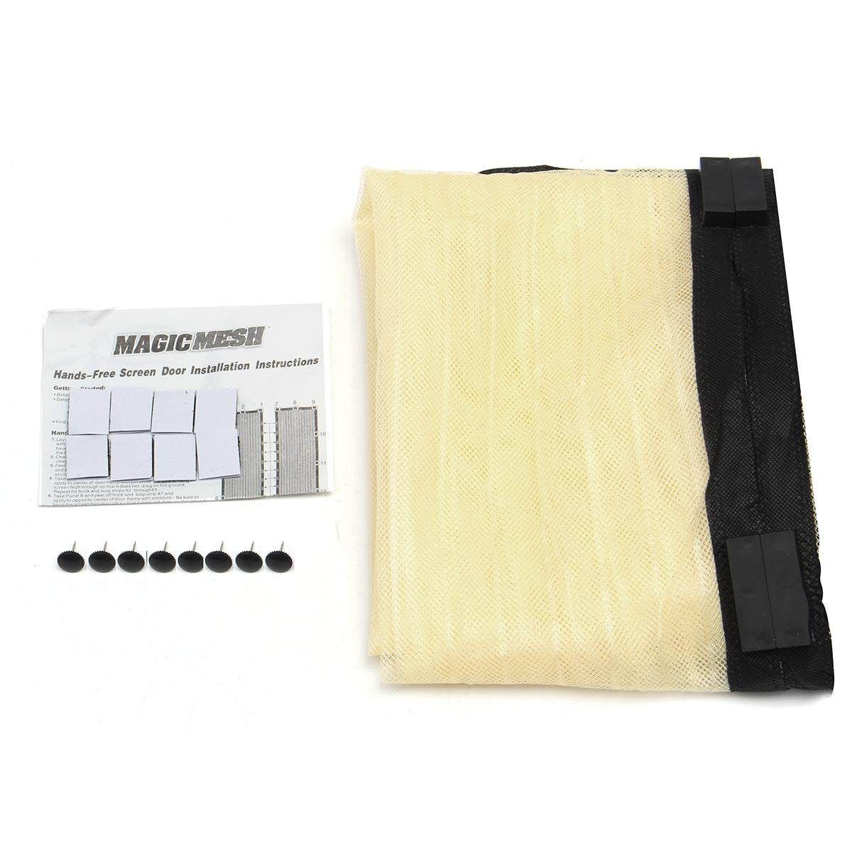 1.9x1m Magic Magnets Mesh Net Hands Free Anti Mosquito Screen Bug Door Curtain Beige