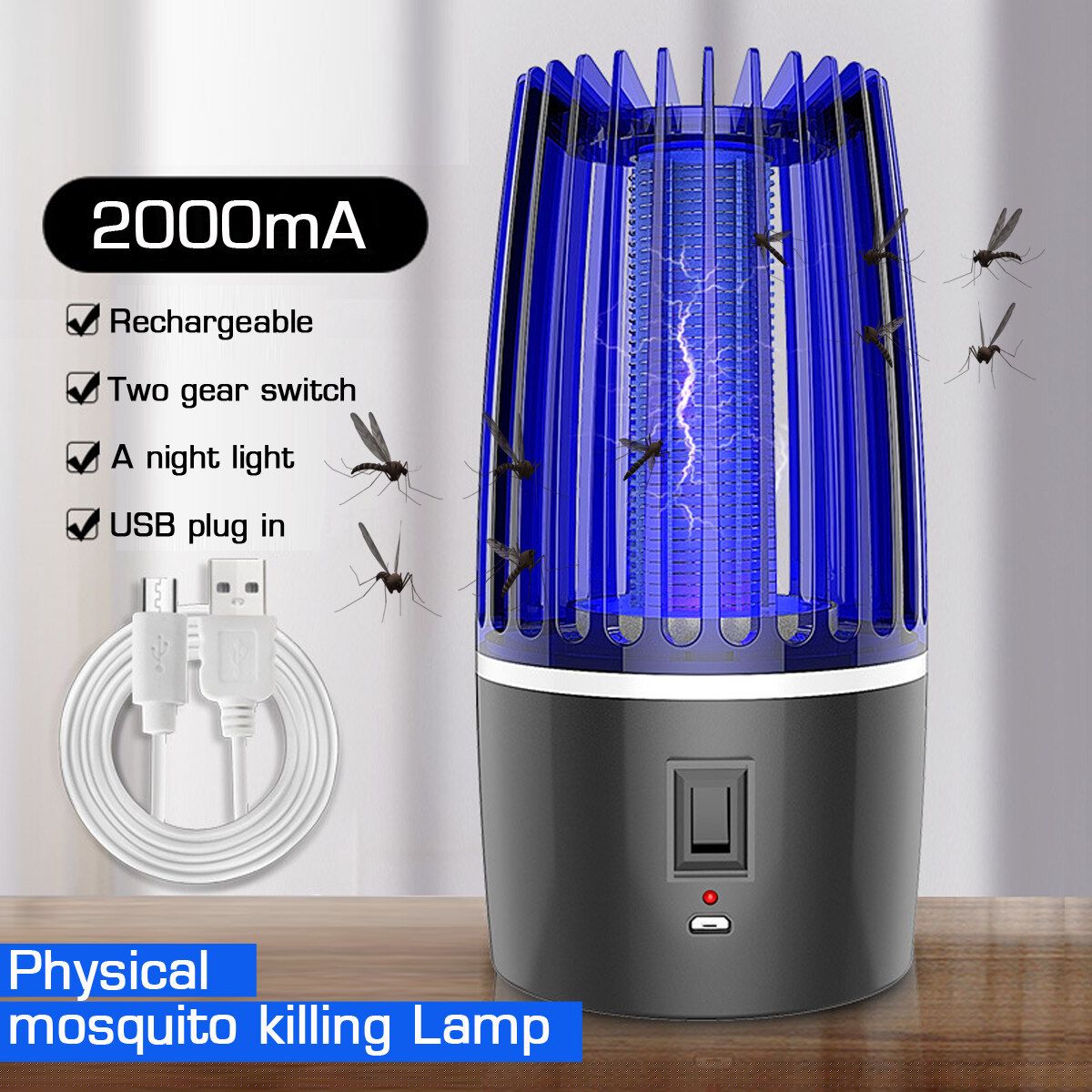 Mosquito Killer Lamp LED Mosquitoes Repellent Portable Electric USB Powered Insect Pest Catcher Killer Indoor Outdoor Mosquito Trap Mute Silent Non-T0xic