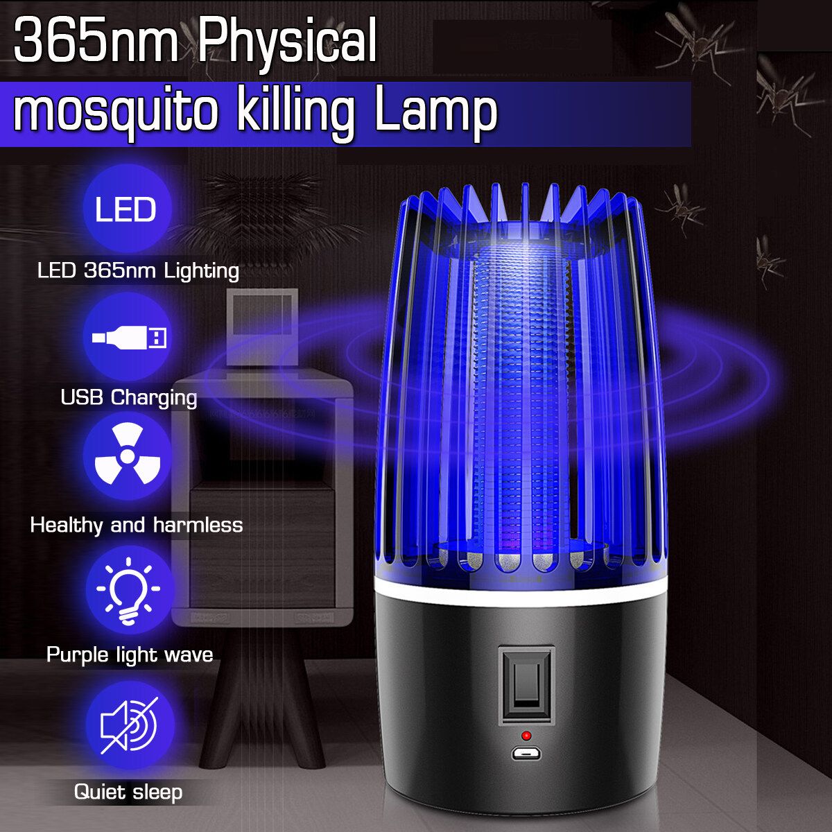 Mosquito Killer Lamp LED Mosquitoes Repellent Portable Electric USB Powered Insect Pest Catcher Killer Indoor Outdoor Mosquito Trap Mute Silent Non-T0xic
