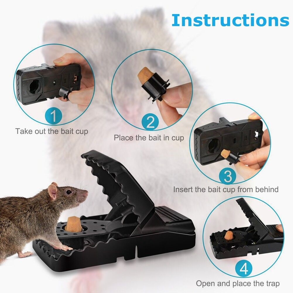 4pcs Highly Sensitive And Powerful Mousetrap Fully Automatic Mousetraps Black For Home Use