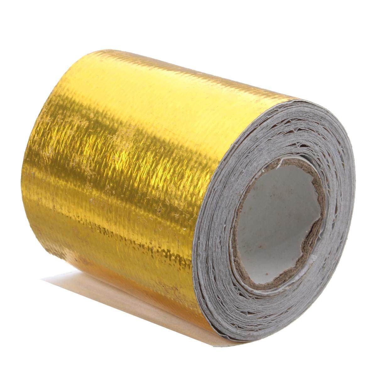 5x500cm High Heat Insulation Aluminium Foil Wrap Exhaust Header Pipe Tape Cloth - Gold Gold (gold)