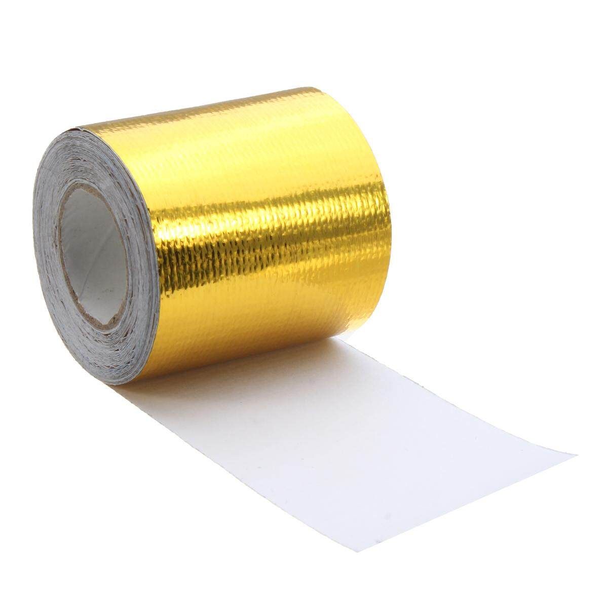 5x500cm High Heat Insulation Aluminium Foil Wrap Exhaust Header Pipe Tape Cloth - Gold Gold (gold)