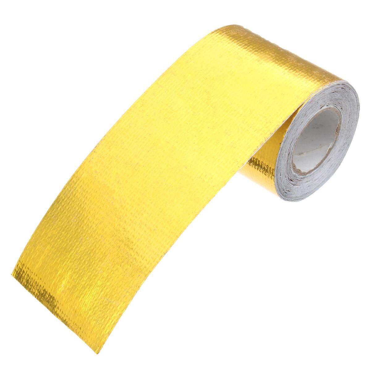 5x500cm High Heat Insulation Aluminium Foil Wrap Exhaust Header Pipe Tape Cloth - Gold Gold (gold)