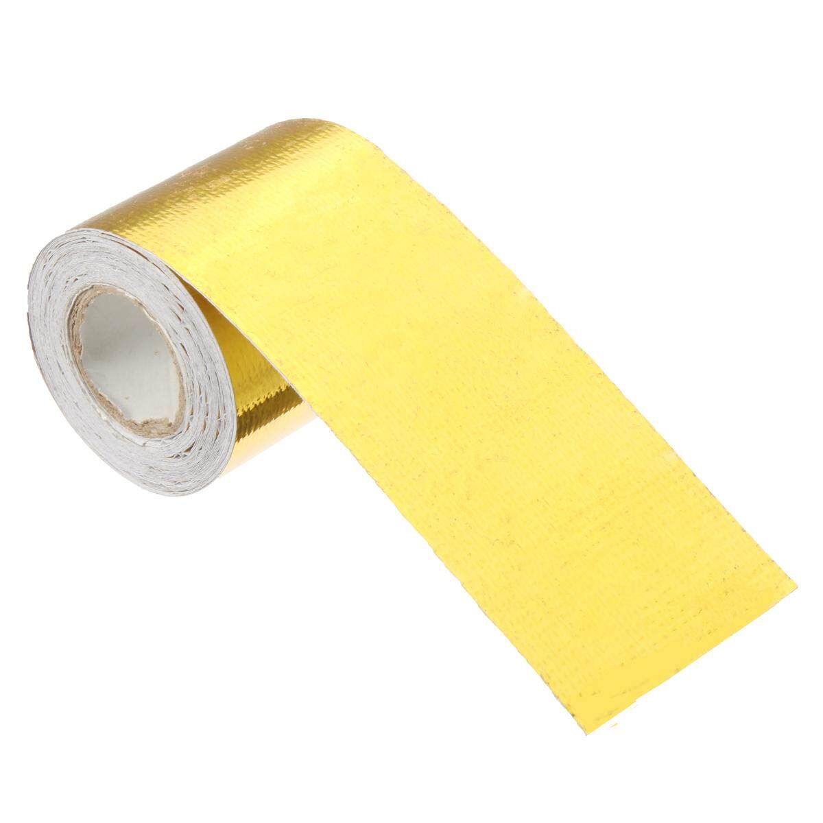 5x500cm High Heat Insulation Aluminium Foil Wrap Exhaust Header Pipe Tape Cloth - Gold Gold (gold)
