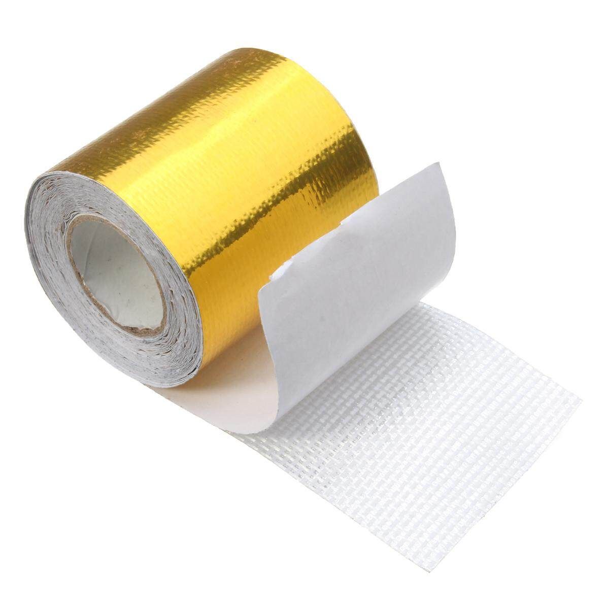 5x500cm High Heat Insulation Aluminium Foil Wrap Exhaust Header Pipe Tape Cloth - Gold Gold (gold)