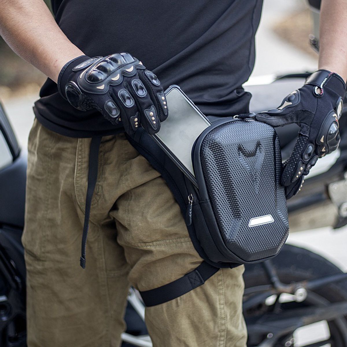 Hard Shell Drop Leg Bag Motorcycle Waterproof Waist Pack
