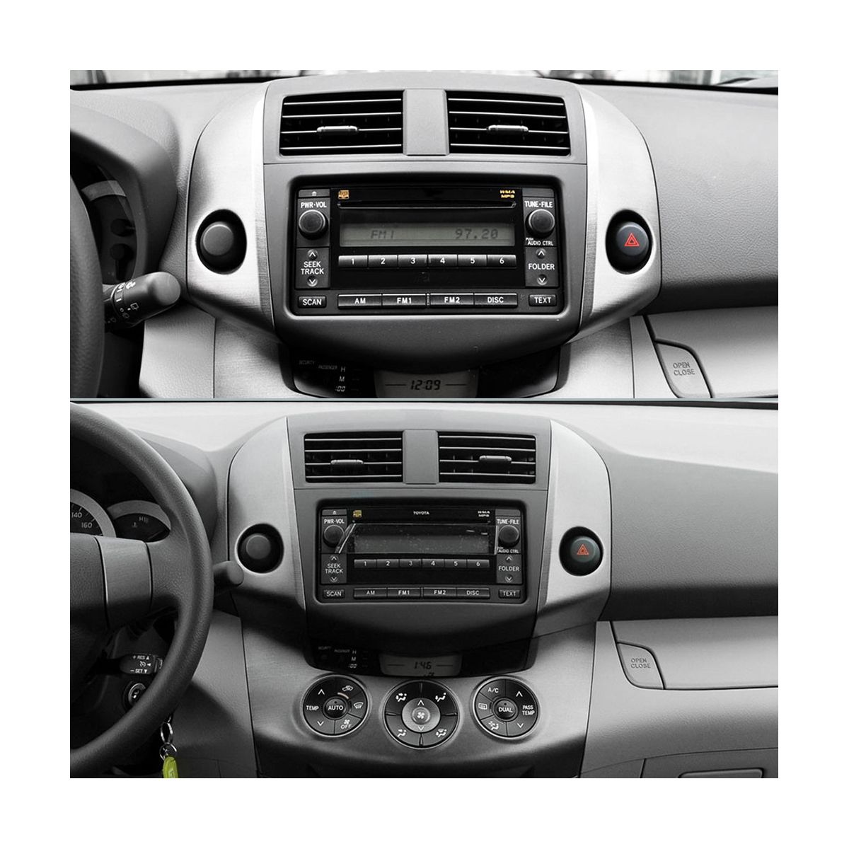 1Pair Car Center Instrument Cluster Finish Panel Trim 55412-42060 55413-42070 for Toyota RAV4 2006 2006-2012 Dash Frame