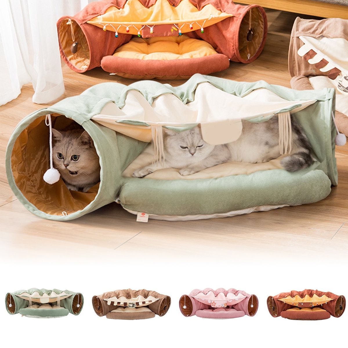 Cat Tunnel Bed Cat Bed Collapsible Cat Cozy Bed With Plush