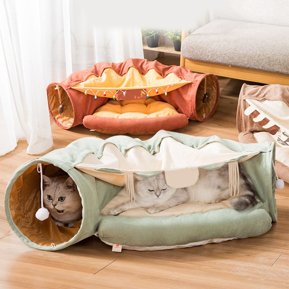 Cat Tunnel Bed Cat Bed Collapsible Cat Cozy Bed With Plush