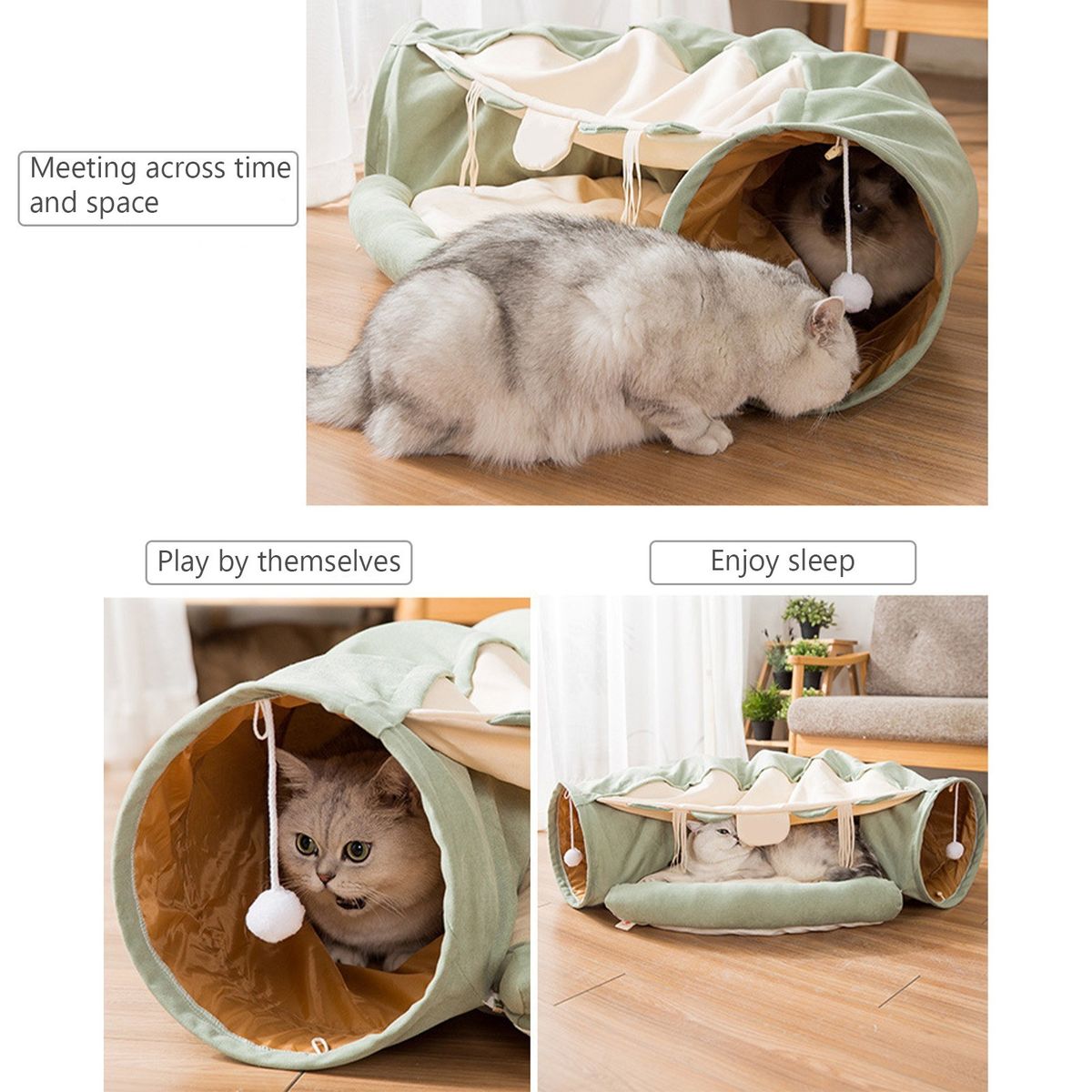 Cat Tunnel Bed Cat Bed Collapsible Cat Cozy Bed With Plush