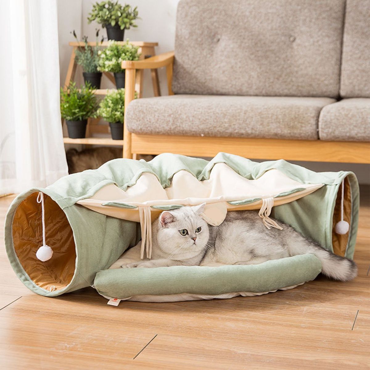 Cat Tunnel Bed Cat Bed Collapsible Cat Cozy Bed With Plush