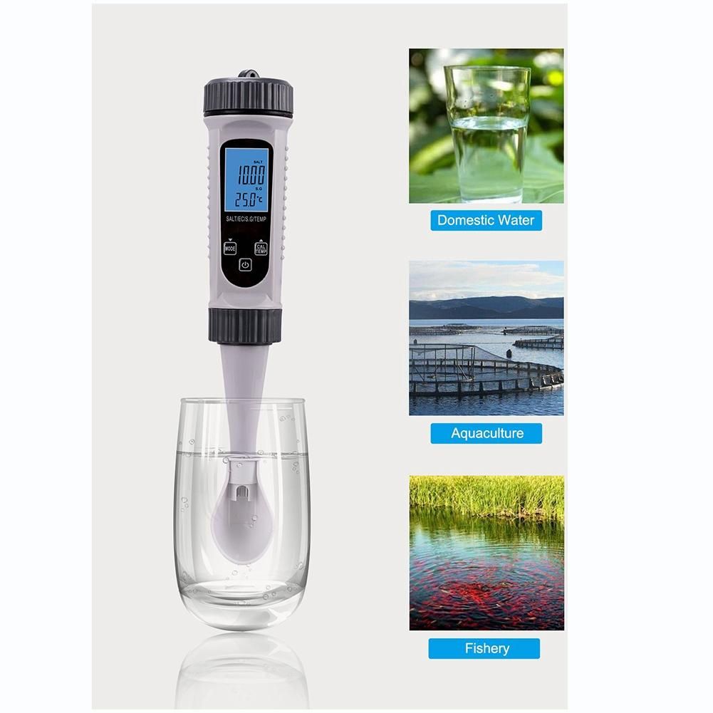 4 in 1 Digital Water Tester SALT SG Temp Meter High Accuracy Water Quality Testing Pen Measurement Device A