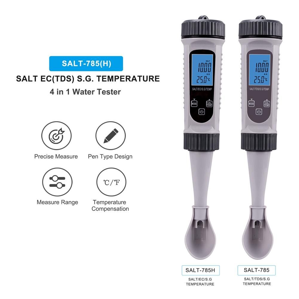 4 in 1 Digital Water Tester SALT SG Temp Meter High Accuracy Water Quality Testing Pen Measurement Device A
