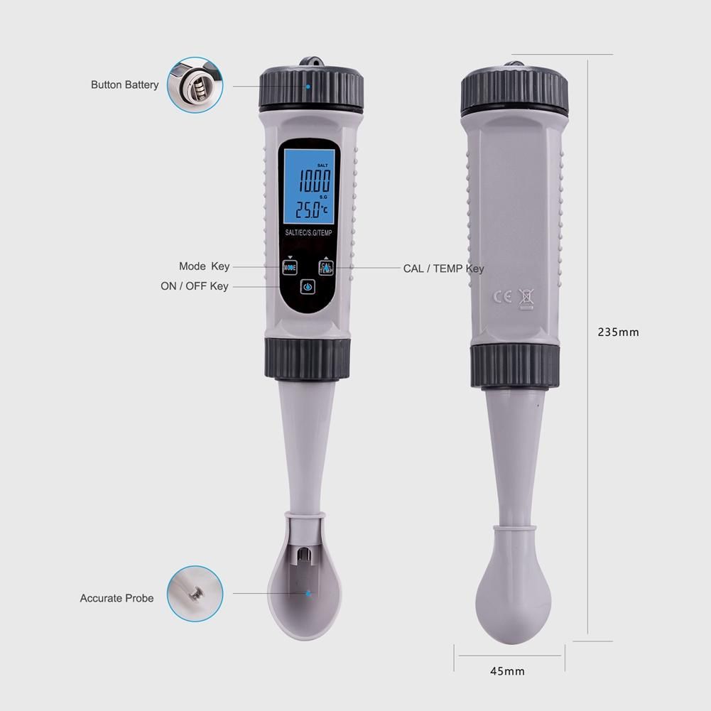 4 in 1 Digital Water Tester SALT SG Temp Meter High Accuracy Water Quality Testing Pen Measurement Device A
