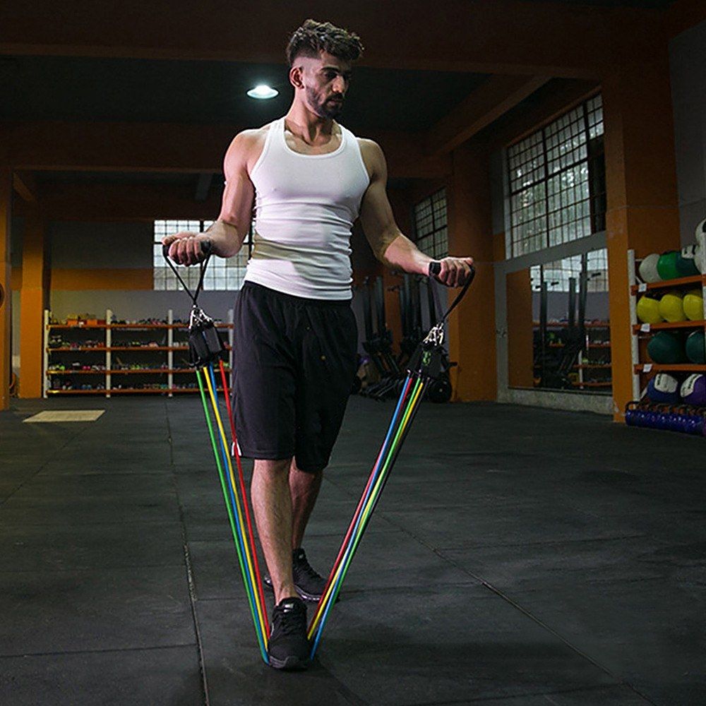 11 PCS Resistance Tube Bands Door Anchor Ankle Straps