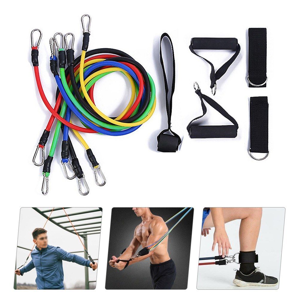 11 PCS Resistance Tube Bands Door Anchor Ankle Straps