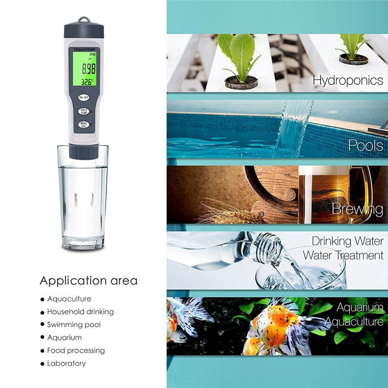 3 in 1 Digital PH Meter  TDSPHTemp Meter Water Tester for Drinking Water Swimming Pool Hydroponics