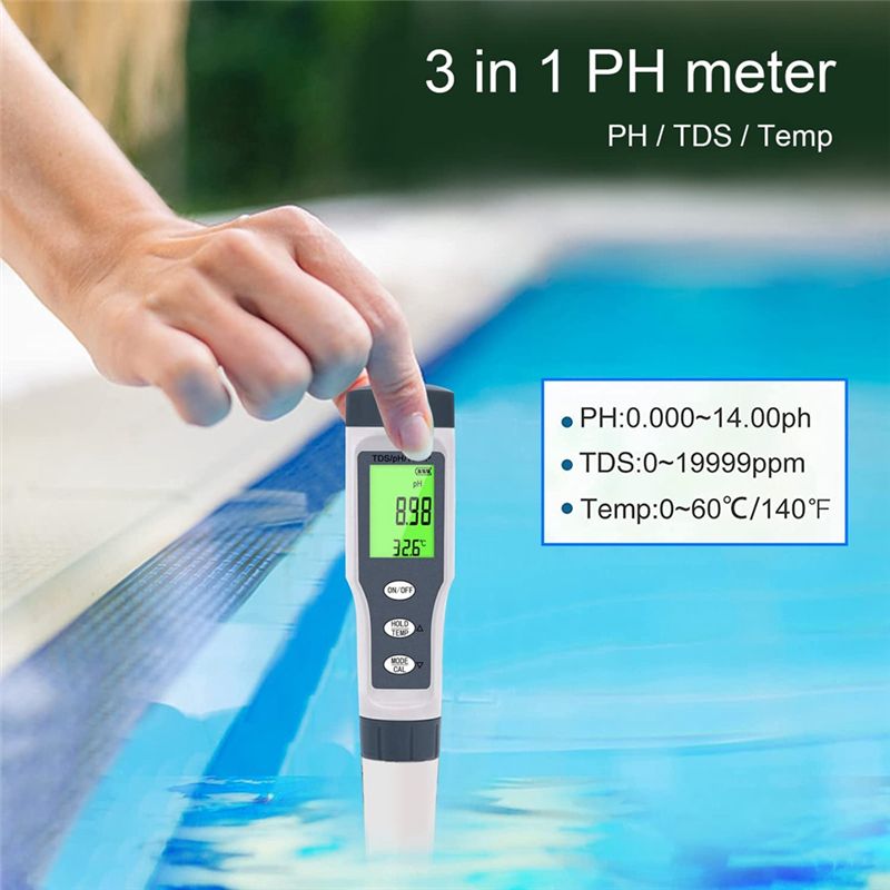 3 in 1 Digital PH Meter  TDSPHTemp Meter Water Tester for Drinking Water Swimming Pool Hydroponics