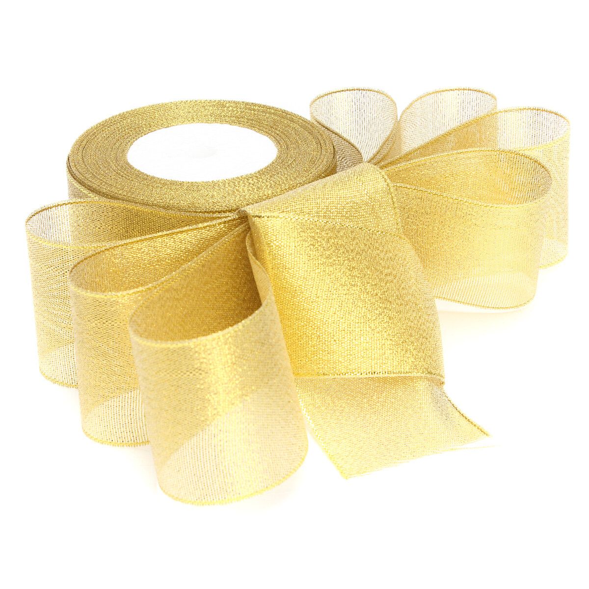50mm Wide Ribbon Gift Packing Ribbon Organza Glitter Effect Ribbon Wedding Festive Party Decor DIY Accessories Decor Gold Golden