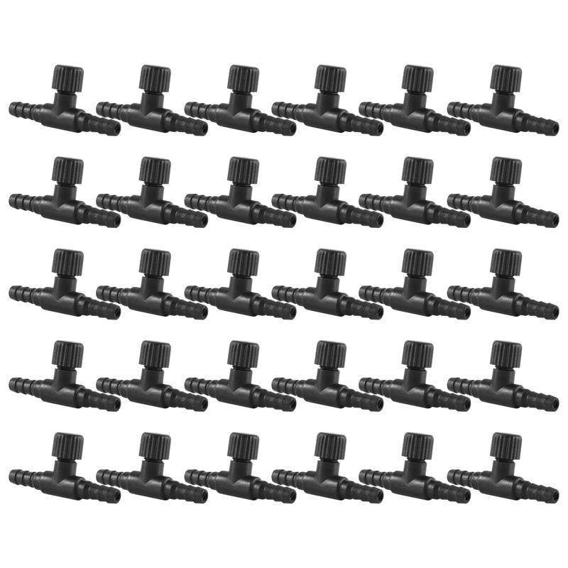 30 Pieces 2-Port Fish Tank Valve Plastic Air Pump Control Valve Aquarium T-Shaped Control Valve