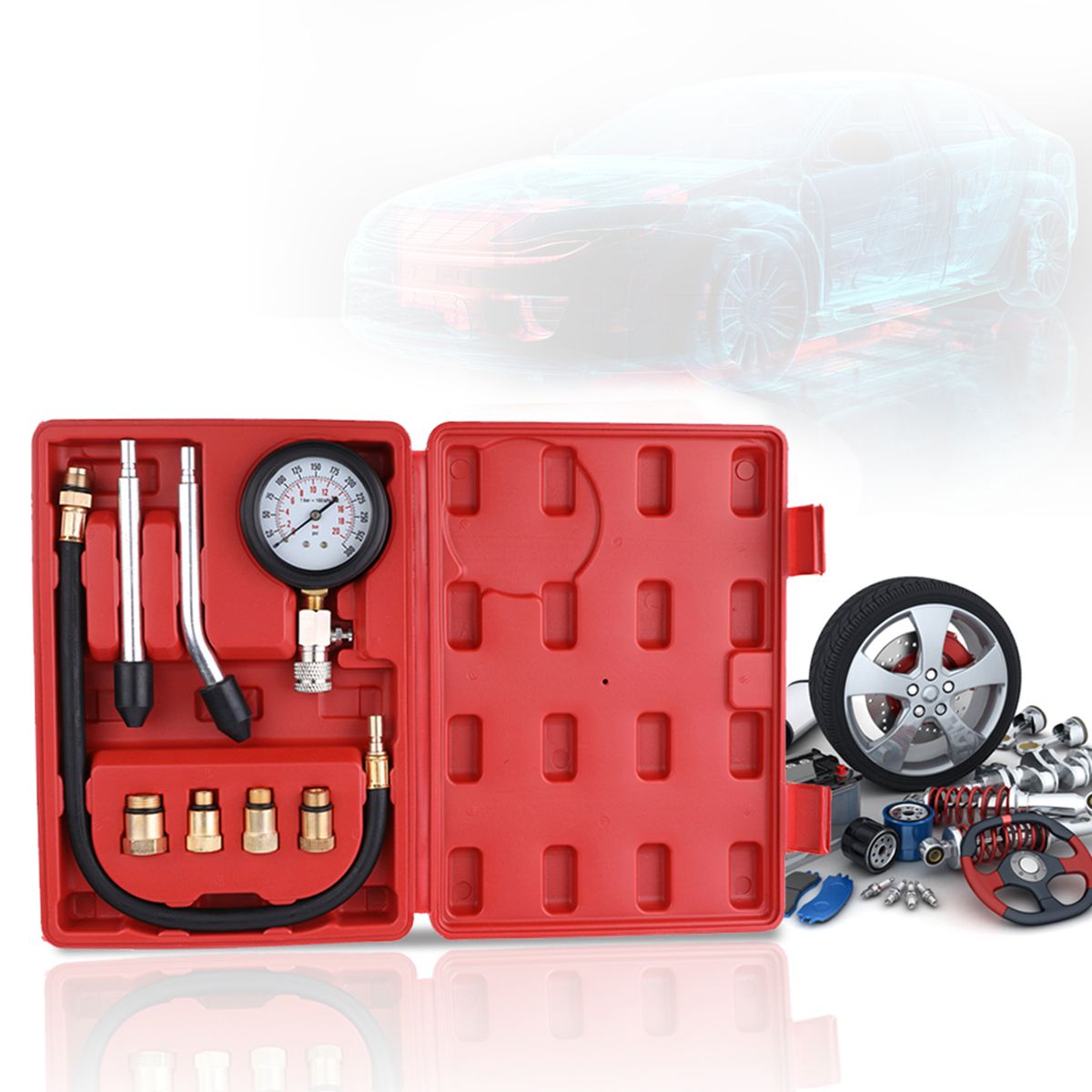 8PCS Gasoline Engine Compression Tester Cylinder Compression
