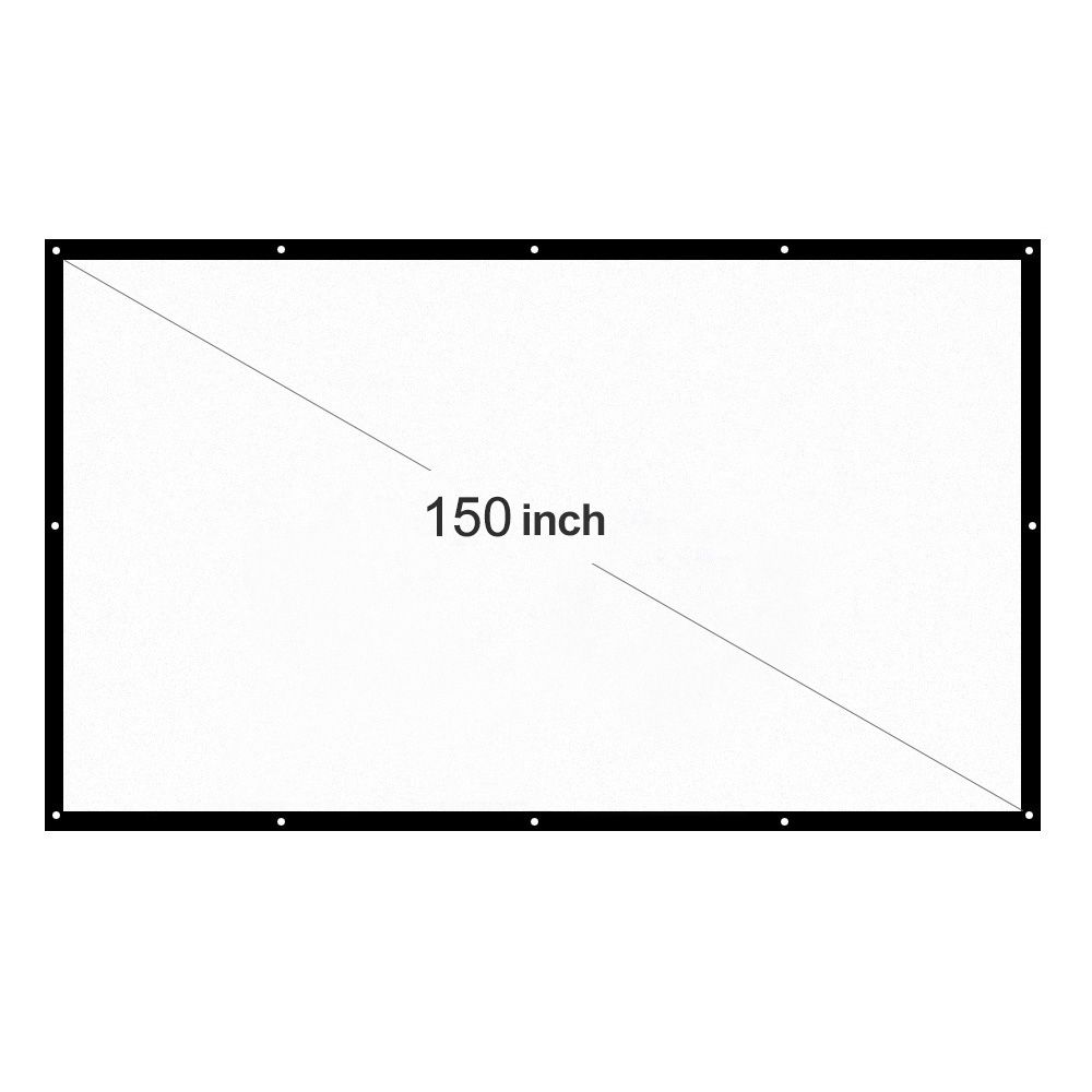 H150 150'' Portable Projector Screen HD 16:9 White Dacron 150 Inch Diagonal Video Projection Screen Foldable Wall Mounted For Home Theater Office Movies Indoors Outdoors